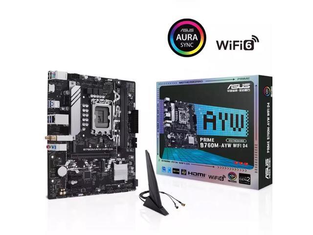 ASUS PRIME B760MAYW WIFI (13th and 12th Gen) LGA 1700 mATX Motherboard with 4 × USB3.2 Gen1, 2 × M.2 Slots, DDR4, 2.5Gb LAN, WIFI 6,1×HDMI...