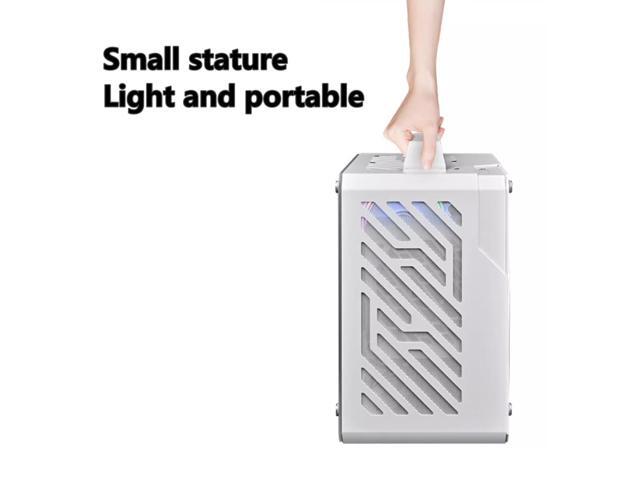 Small Computer Case, Lightweight and Portable Aluminum ITX/MATX Personal Computer Case with Tempered Glass - WHITE
