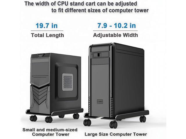Computer Tower Stand, Adjustable Heavy-Duty CPU Stand Cart, Mobile Metal PC Tower Stand with Rolling Casters, Large CPU Raise Fits Most PC Gaming...