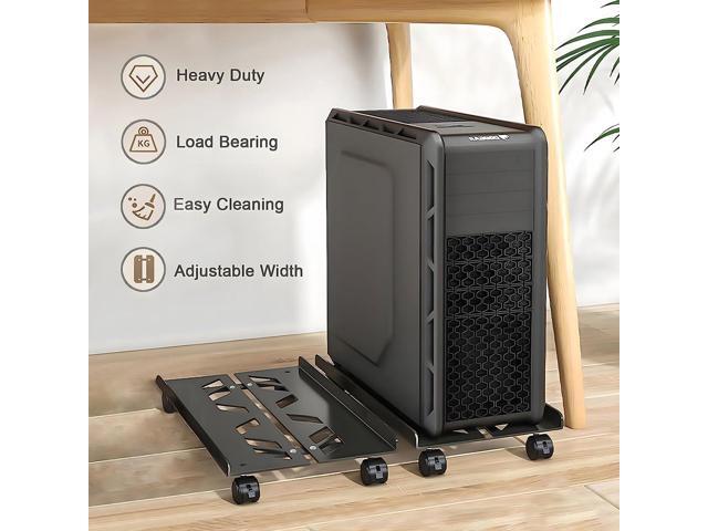 Computer Tower Stand, Adjustable Heavy-Duty CPU Stand Cart, Mobile Metal PC Tower Stand with Rolling Casters, Large CPU Raise Fits Most PC Gaming...