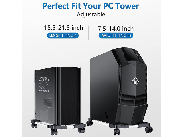 Computer Tower Stand - Adjustable PC Stand for Most Desktop Towers - Elevate and Organize Your Computer Tower with Desktop Stand - Mobile CPU Stand...