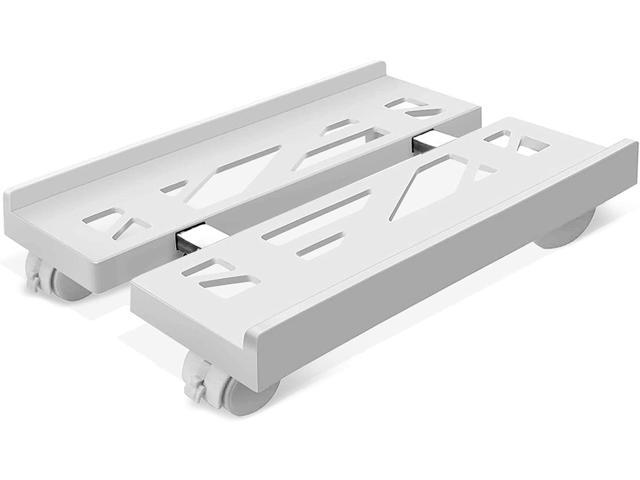 Computer Tower Stand, Adjustable CPU Stand Cart, Mobile PC Stand with Rolling Casters, CPU Raise Fits Most PC Gaming Office Desk Accessories - White