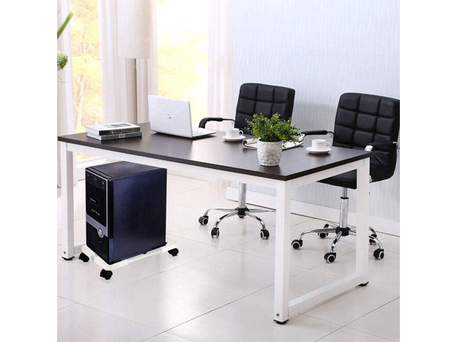 Computer Tower Stand - Adjustable PC Stand for Most Desktop Towers - Mobile CPU Stand PC Holder PC Cart PC Riser for Gamers and Students - White