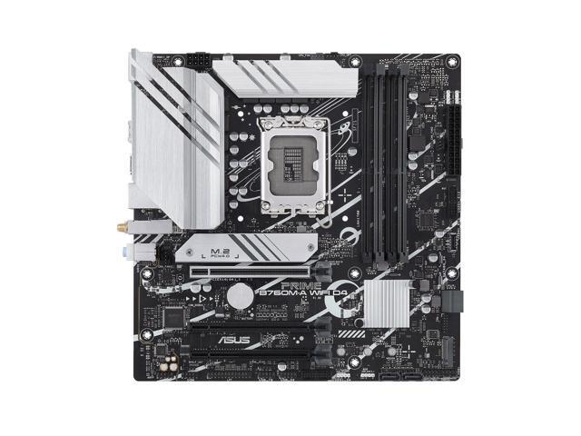 ASUS PRIME B760M-A WIFI D4 (LGA 1700) mATX motherboard, PCIe 4.0, two M.2 slots, Realtek 2.5Gb Ethernet, Wi-Fi 6, DP/HDMI, SATA 6 Gbps, rear USB...