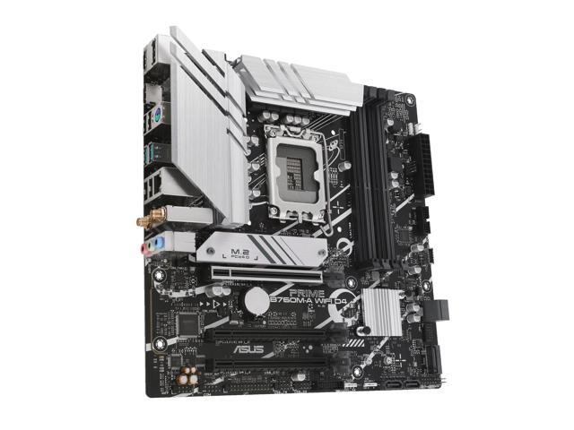ASUS PRIME B760M-A WIFI D4 (LGA 1700) mATX motherboard, PCIe 4.0, two M.2 slots, Realtek 2.5Gb Ethernet, Wi-Fi 6, DP/HDMI, SATA 6 Gbps, rear USB...