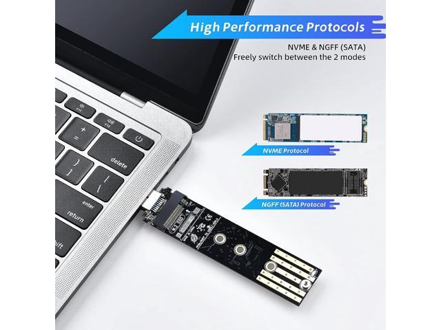 M.2 to USB Adapter M.2 NVME/NGFF Hard Drive USB3.1 Gen2 10Gbps USB to NVME PCI-E Converter Reader M Key & B+M Key Support UASP for 2280 2260 2242...