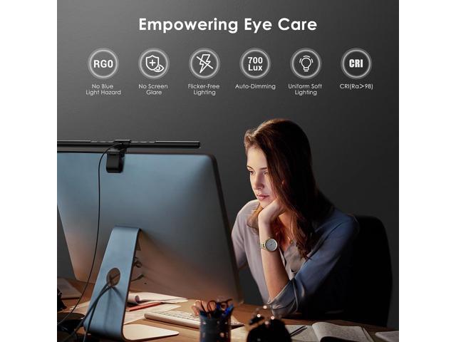 Computer Monitor Lamp, Screen Monitor Light Bar for Eye Caring, e-Reading LED Task Lamp with Auto-Dimming & Stepless Hue Adjustment, Touch Control,...
