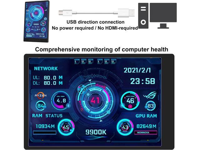 English Version Computer Temp Monitor, PC Sensor Panel Display, PC Temperature Display for PC ARGB Computer Case Secondary Screen, IPS USB Mini...