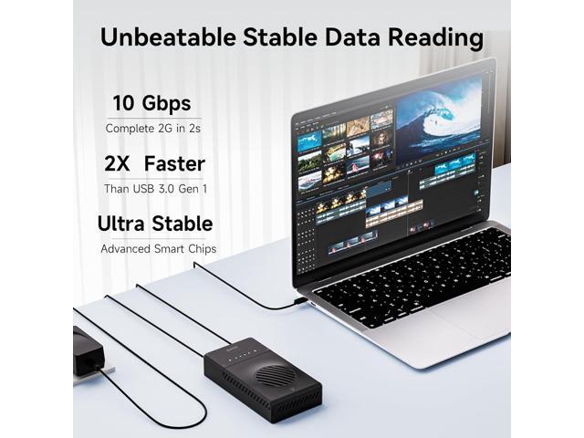 NVMe M.2 Duplicator Dual-Bay Clone Enclosure, Tool-Free USB to NVME Adapter with Cooling Fan, 10Gbps Docking Station NVMe Enclosure Support Offline...