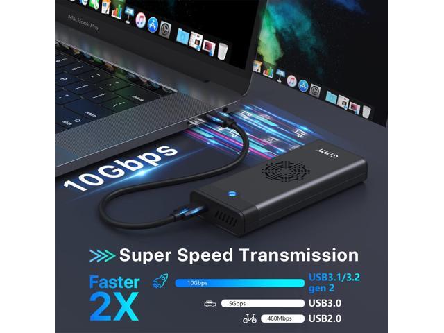 M.2 NVME SSD Enclosure with Cooling Fan, 10 Gbps USB C 3.2 Gen 2 PCIE NVME Adapter, 6Gbps SATA, M.2 Reader with Aluminum Case Support UASP Trim for...