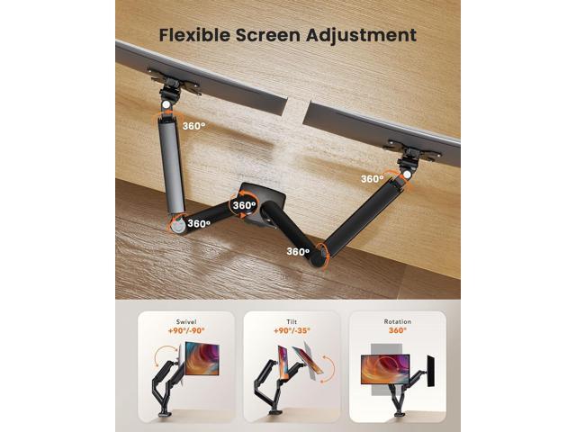 Dual Monitor Mount for 1732 Screens, Max 22 lbs Each Arm, Adjustable Dual Monitor Stand, Sturdy Dual Monitor Arm with 180° Swivel, Tilt, 360°...