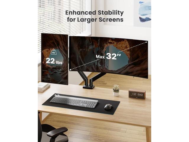 Dual Monitor Mount for 1732 Screens, Max 22 lbs Each Arm, Adjustable Dual Monitor Stand, Sturdy Dual Monitor Arm with 180° Swivel, Tilt, 360°...