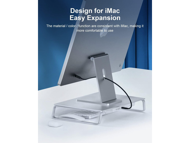 USB-C Hub with Dual Hard Drive Enclosure & Monitor Stand Riser for iMac 2021, Mac Mini M1, MacBook Pro PC Laptop Computer Dock with M.2 NVMe NGFF,...