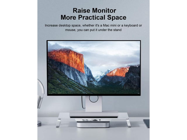 USB-C Hub with Dual Hard Drive Enclosure & Monitor Stand Riser for iMac 2021, Mac Mini M1, MacBook Pro PC Laptop Computer Dock with M.2 NVMe NGFF,...