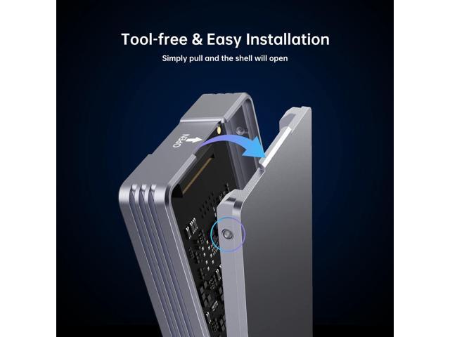 Tool-free 40Gbps M.2 NVMe SSD Enclosure for M1 M2 Pro/Max, Updated Smooth Anti-scratch Aluminum Alloy NVMe Enclosure, Compatible with...