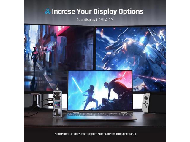 USB C Hub (10-in-1) with 4K@60Hz HDMI and DP, Gigabit Ethernet, 1 USB-C and 3 USB-A Ports, 100w PD Power Delivery, UHS-II TF/SD Card Slot for...