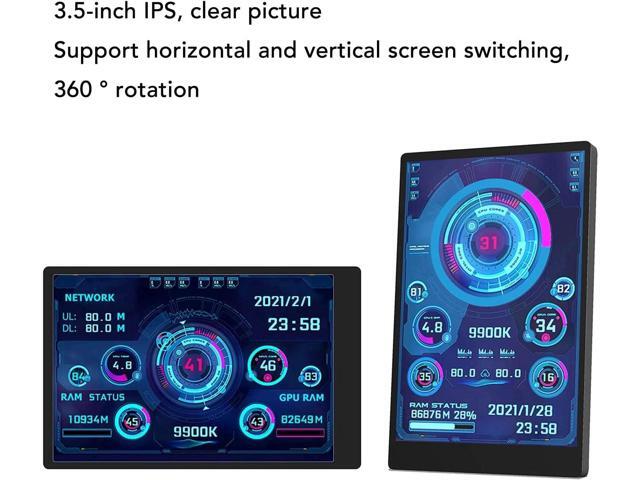 3.5in IPS Computer Temp Monitor, PC Sensor Panel Display, PC CPU RAM HDD Data Monitor Computer Temperature Display for Windows System