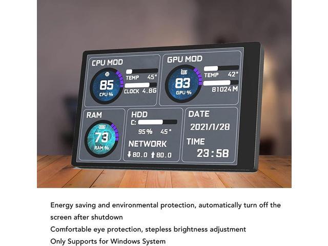 3.5in IPS Computer Temp Monitor, PC Sensor Panel Display, PC CPU RAM HDD Data Monitor Computer Temperature Display for Windows System