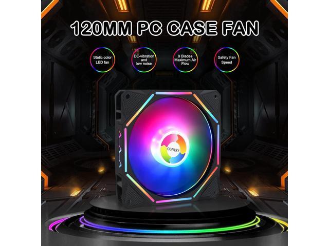 2 Pack RGB LED Series 120mm Case Fan for Computer Case, Unique Ultra Quiet Long Life Gaming PC Cooling Fan - Colorful
