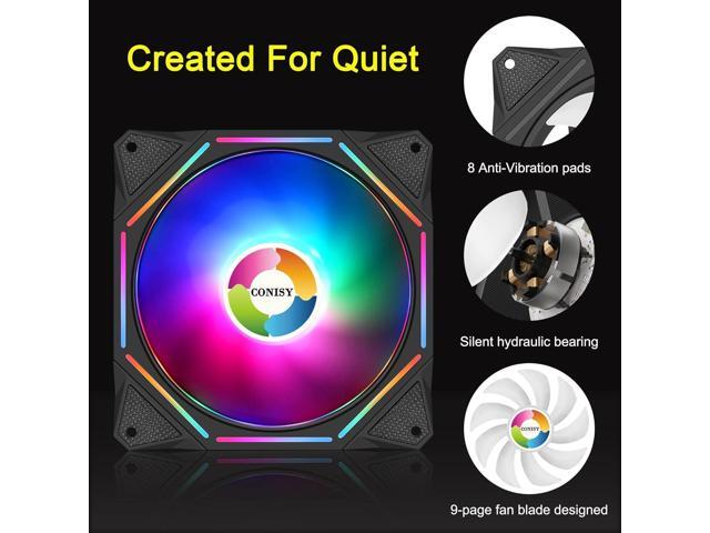2 Pack RGB LED Series 120mm Case Fan for Computer Case, Unique Ultra Quiet Long Life Gaming PC Cooling Fan - Colorful