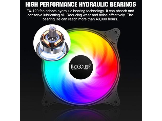 120MM Case Fan 3 Pack FX120 High Performance Cooling PC Fans - RGB Case Fans with Hydraulic Bearing - Low Noise Computer Fans Parts for PC Case