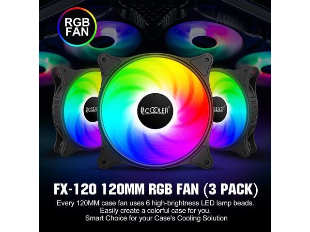 120MM Case Fan 3 Pack FX120 High Performance Cooling PC Fans - RGB Case Fans with Hydraulic Bearing - Low Noise Computer Fans Parts for PC Case