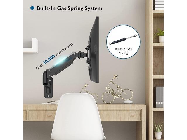 Monitor Wall Mount Bracket for 13 to 42 Inch Screens, Gas Spring Arm Wall Mount, Height Adjustable Articulating Single Arm Wall Stand with VESA...