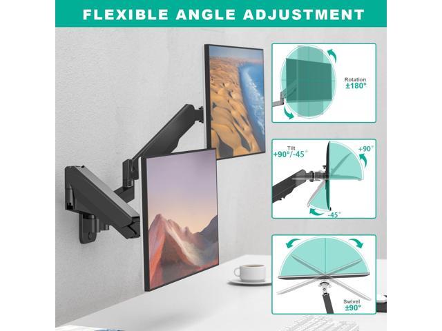 Dual Monitor Wall Mount, Double Monitor Wall Stand for Two 17-32 inch Flat/Curved Computer Screens, Height Adjustable Gas Spring Monitor Wall...