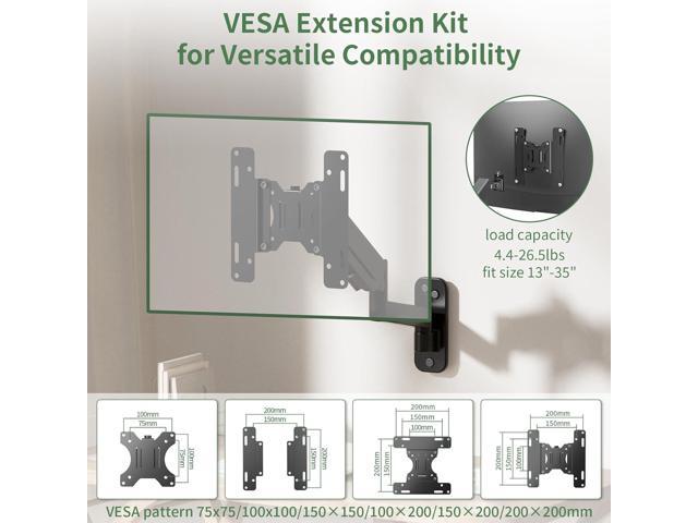 Monitor Wall Mount, Computer Monitor Wall Mount for 13-35 inch Flat/Curved Screen, Gas Spring Height Adjustable Monitor Mount Wall Arm w/VESA...