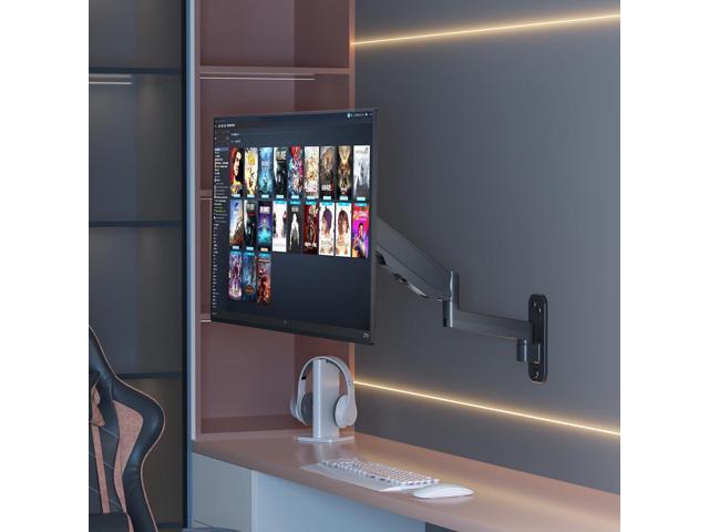 Monitor Wall Mount, Computer Monitor Wall Mount for 13-35 inch Flat/Curved Screen, Gas Spring Height Adjustable Monitor Mount Wall Arm w/VESA...
