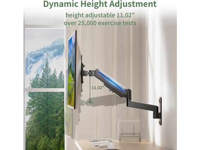 Monitor Wall Mount, Computer Monitor Wall Mount for 13-35 inch Flat/Curved Screen, Gas Spring Height Adjustable Monitor Mount Wall Arm w/VESA...