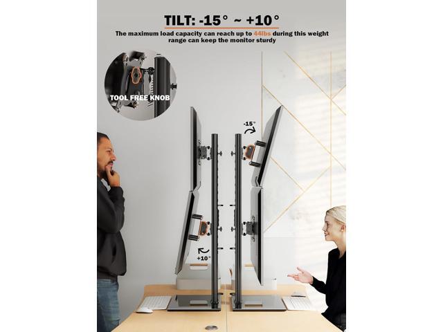 Dual Monitor Stand - Vertical Stack Screen Free-Standing Monitor Riser Fits Two 13 to 34 Inch Screen with Swivel, Tilt, Height Adjustable, Holds...