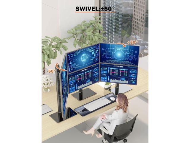 Dual Monitor Stand - Vertical Stack Screen Free-Standing Monitor Riser Fits Two 13 to 34 Inch Screen with Swivel, Tilt, Height Adjustable, Holds...