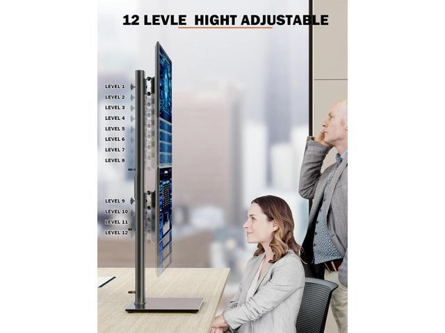 Dual Monitor Stand - Vertical Stack Screen Free-Standing Monitor Riser Fits Two 13 to 34 Inch Screen with Swivel, Tilt, Height Adjustable, Holds...