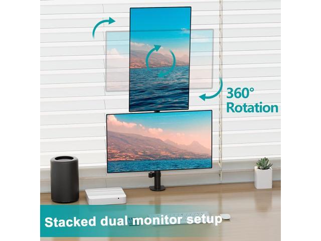 Vertical Dual Monitor Stand, Stacked Monitor Mount for 2 Monitors Up to 32 inches, Computer Monitor Arm with Swivel, Tilt, Height Adjustable, Each...