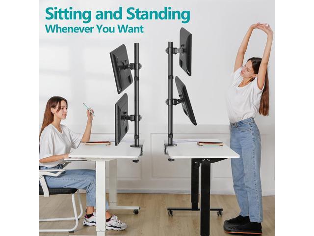 Vertical Dual Monitor Stand, Stacked Monitor Mount for 2 Monitors Up to 32 inches, Computer Monitor Arm with Swivel, Tilt, Height Adjustable, Each...