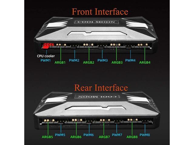 Computer Fan Temperature ARGB Controller Integrator, Remote Control Computer ARGB Light Change Adapter, 8 PWM Fan Speed Controller Ports, 10 5V...