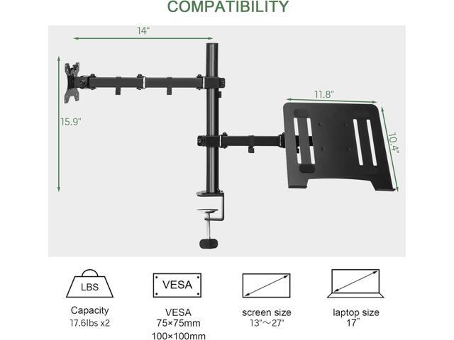 Adjustable Laptop Stand, Ergonomic Design for 13-27 Inch Screens, Holds up to 17.6lbs