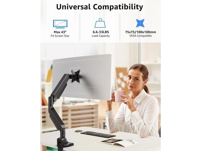 Single Monitor Mount fits 17''-43'' Ultrawide Screen, Holds 6.6-33lbs, Computer Monitor Arm Desk Mount, Heavy Duty Gas Spring Monitor Stand for...