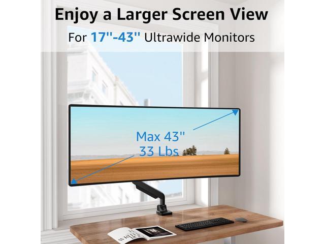 Single Monitor Mount fits 17''-43'' Ultrawide Screen, Holds 6.6-33lbs, Computer Monitor Arm Desk Mount, Heavy Duty Gas Spring Monitor Stand for...