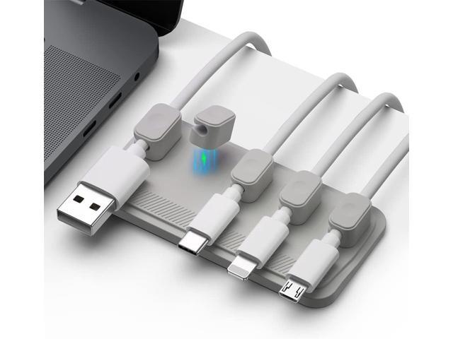 Magnetic Cable Management, Cable Holder for Desktop Multipurpose Cord Keeper, 5 Clips(OD 3.0-4.2mm) for Lightning, USB-C, Micro Cable, Other Wires,...