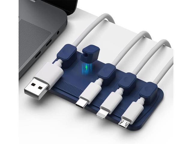 Magnetic Cable Management, Cable Holder for Desktop Multipurpose Cord Keeper, 5 Clips(OD 3.0-4.2mm) for Lightning, USB-C, Micro Cable, Other Wires,...