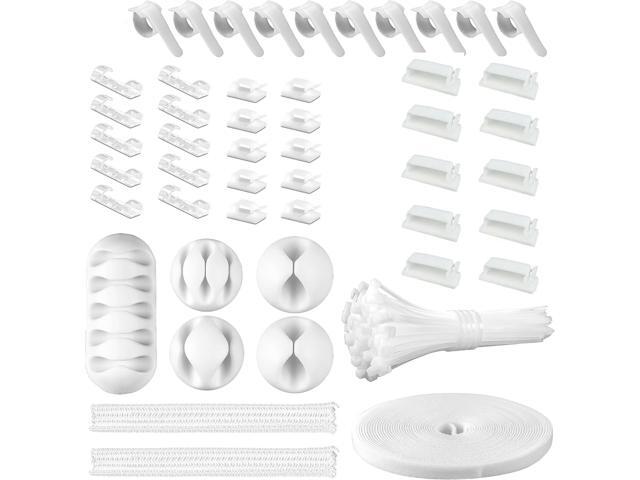 152 Pcs Cord Management Organizer Kit, 4 Split Cable Sleeve, 36 Self Adhesive Cable Clips Holder 10 Pcs, 2 Rolls of Self Adhesive Ties,100...