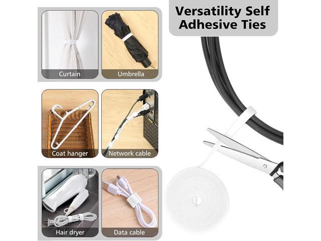 152 Pcs Cord Management Organizer Kit, 4 Split Cable Sleeve, 36 Self Adhesive Cable Clips Holder 10 Pcs, 2 Rolls of Self Adhesive Ties,100...