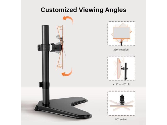 Single Computer Monitor Stand Metal Base Free Standing Desk Vesa Mount for 13 inch to 32 inch Screen Height Adjustable Monitor Mount Full Motion...