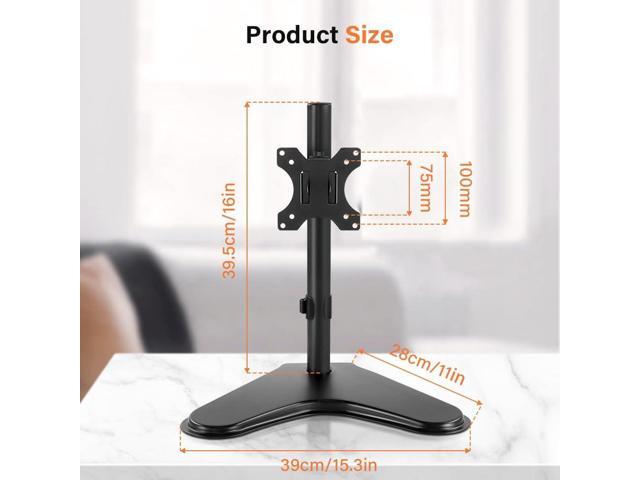 Single Computer Monitor Stand Metal Base Free Standing Desk Vesa Mount for 13 inch to 32 inch Screen Height Adjustable Monitor Mount Full Motion...