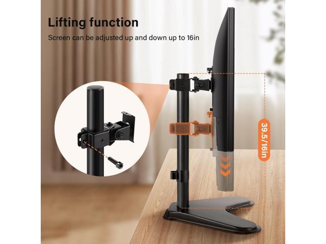 Single Computer Monitor Stand Metal Base Free Standing Desk Vesa Mount for 13 inch to 32 inch Screen Height Adjustable Monitor Mount Full Motion...