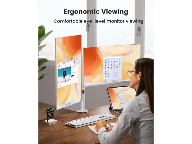 Dual Monitor Desk Mount, Fully Adjustable Dual Monitor Arm for 2 Computer Screens up to 32 inch, Heavy Duty Dual Monitor Stand for Desk, Holds up...