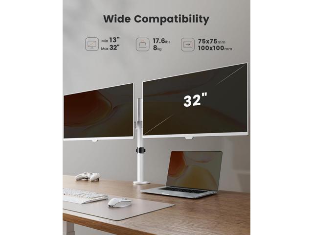Dual Monitor Desk Mount, Fully Adjustable Dual Monitor Arm for 2 Computer Screens up to 32 inch, Heavy Duty Dual Monitor Stand for Desk, Holds up...