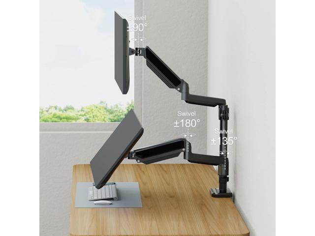 Dual Monitor Mount for 13 to 32' Computer Screen, Gas Spring Monitor Stands for 2 Monitors Hold up to 19.8lbs Each, Height Adjustable Dual Monitor...